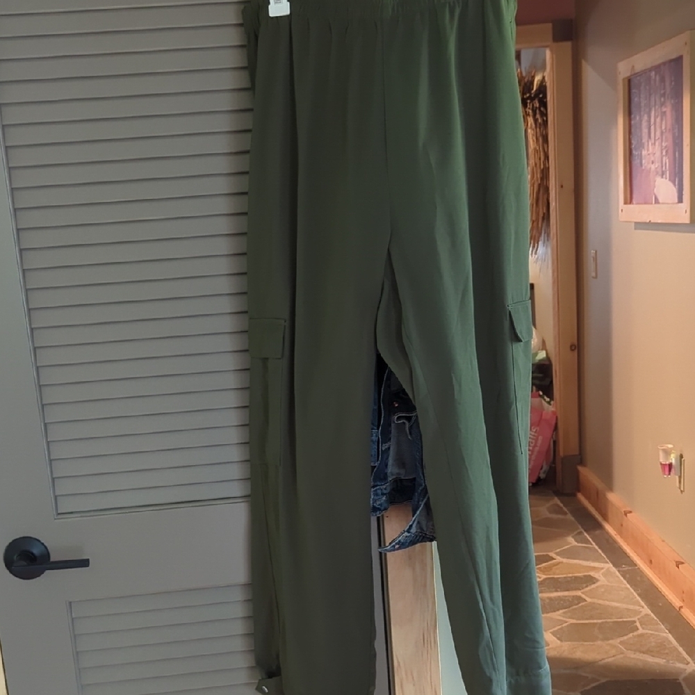 Green Track Pants with Jogger Style